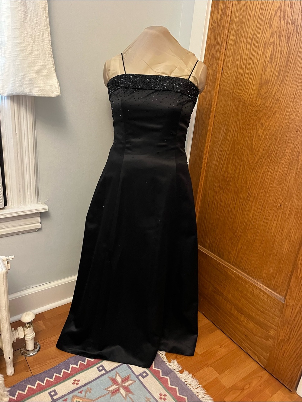 Black Strapless Evening Dress with Beaded Bandeau